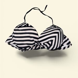 Monochrome Striped Bikini Top